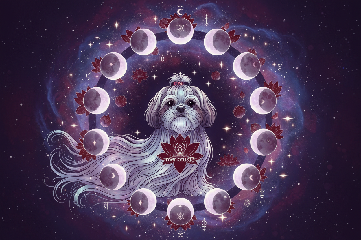 another modern 13 moon spiral witchy women shih tzu dog merlotus13