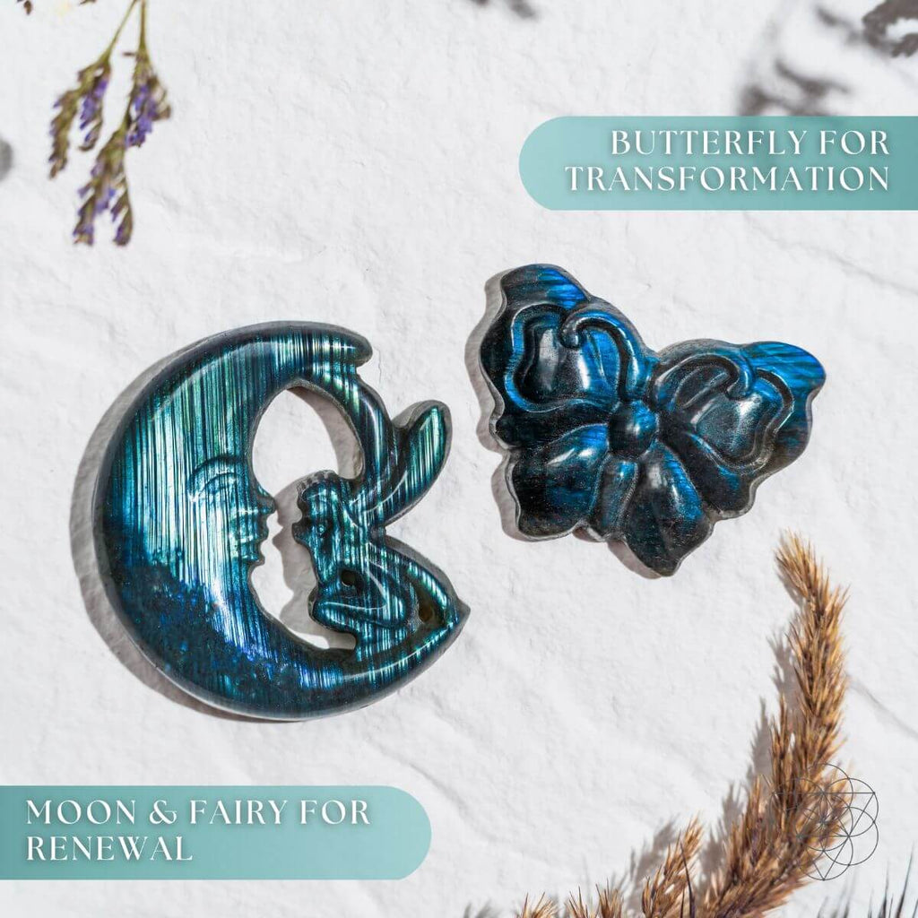 I Am Reborn - Labradorite Carving of Transformation / Rebirth Frequency - Navigating Shadows