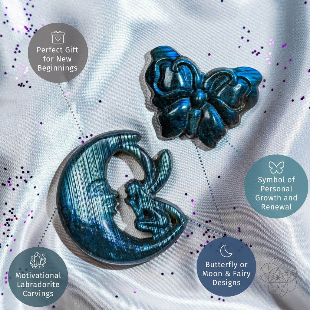 I Am Reborn - Labradorite Carving of Transformation / Rebirth Frequency - Navigating Shadows