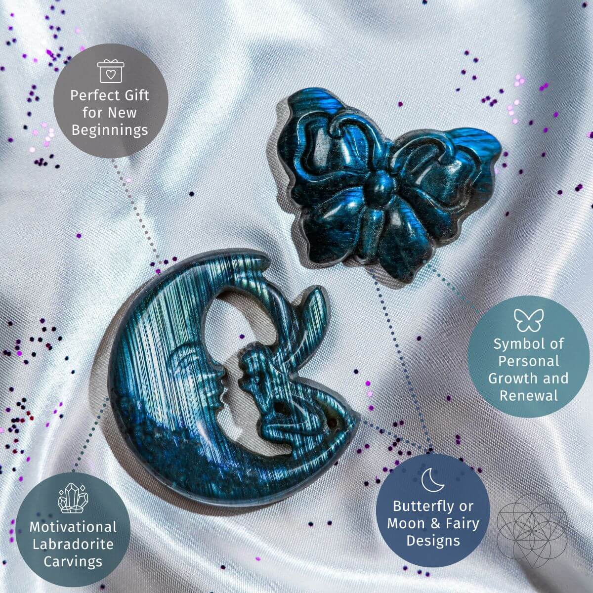 I Am Reborn - Labradorite Carving of Transformation / Rebirth Frequency - Navigating Shadows