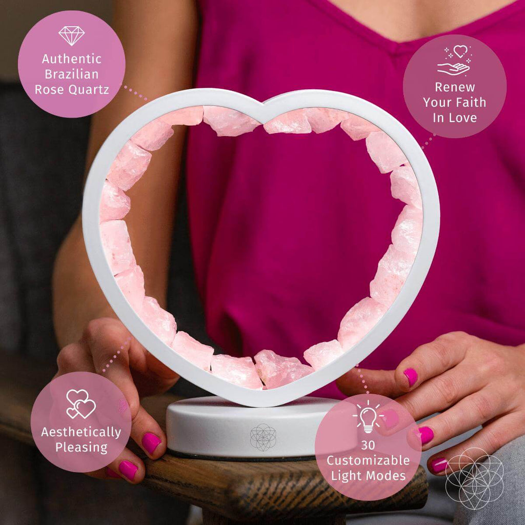 Love Magnet - Rose Quartz Heart Lamp / February MerLotus Essence: Fulfilling Love & Restoration