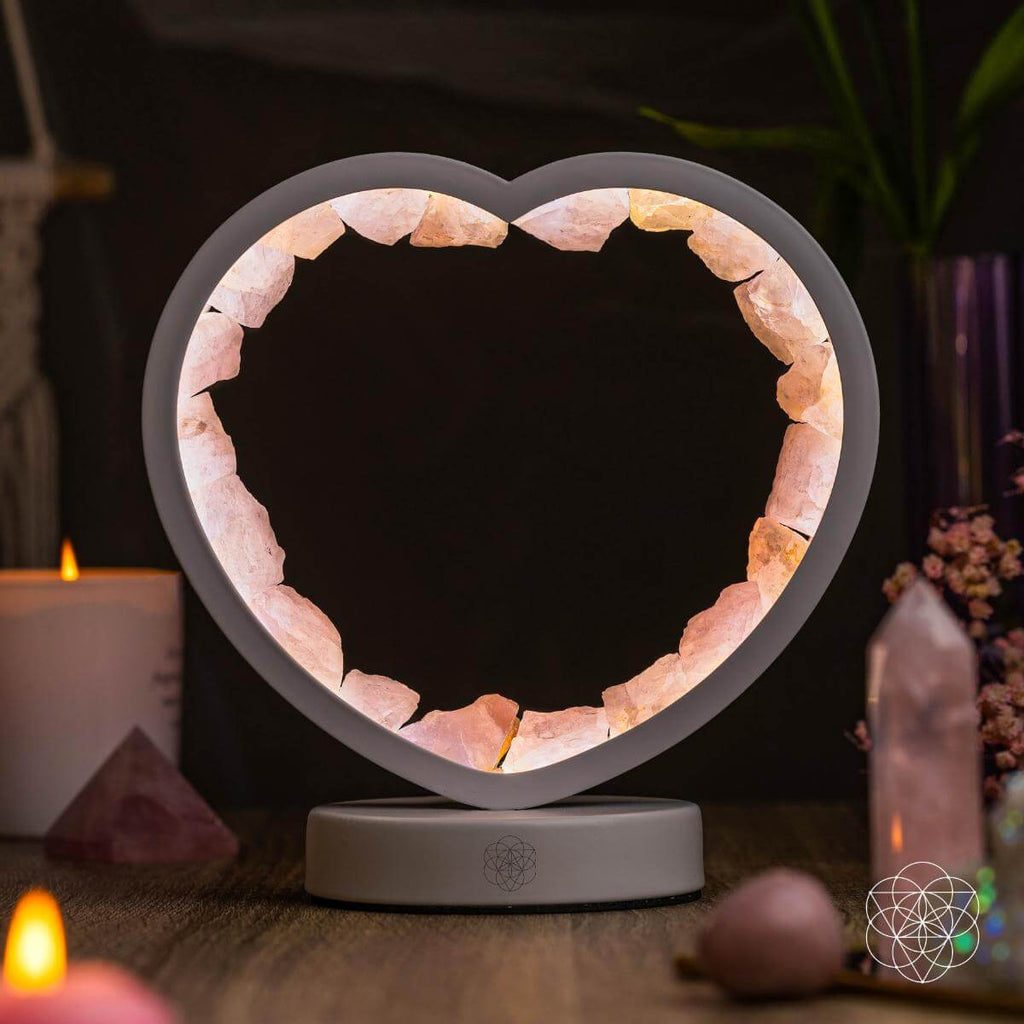 Love Magnet - Rose Quartz Heart Lamp / February MerLotus Essence: Fulfilling Love & Restoration