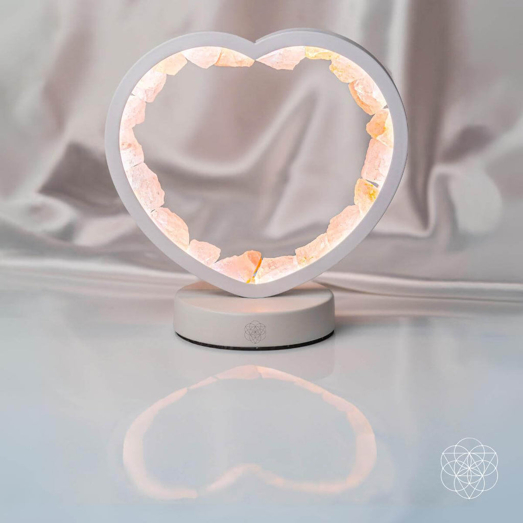 Love Magnet - Rose Quartz Heart Lamp / February MerLotus Essence: Fulfilling Love & Restoration